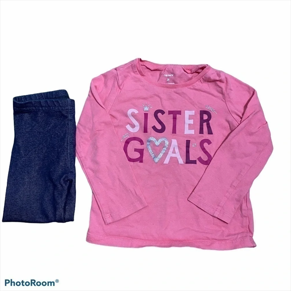 Sister Goals Outfit 2T Girls Long Sleeve Shirt Carters Pants Matching